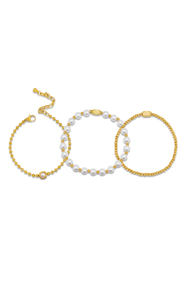 ISLA Seaside Stacks Bracelet Set Gold - Pearl Girl