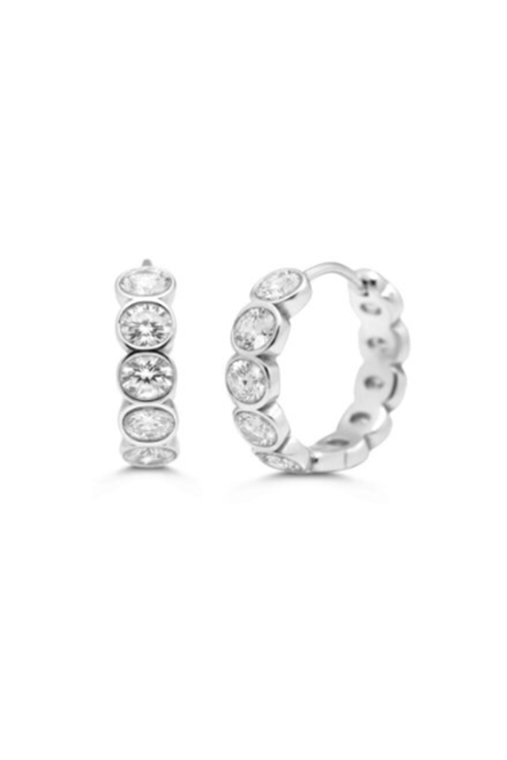 ISLA Bezel Below Huggie Earring - Steel