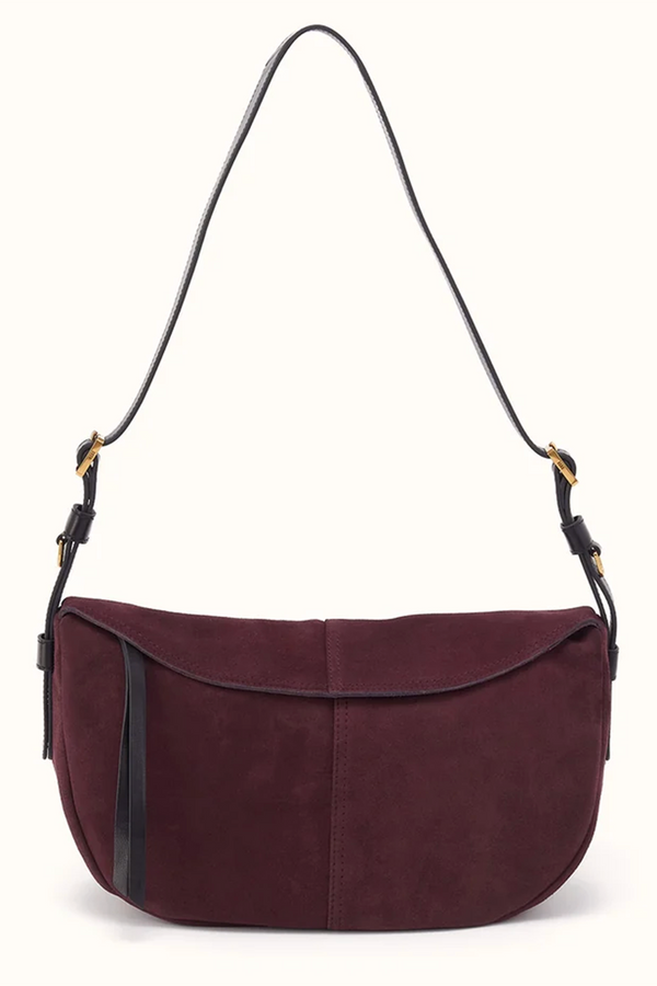 Countour Shoulder Crossbody Purse - Suede Hide Dark Cherry