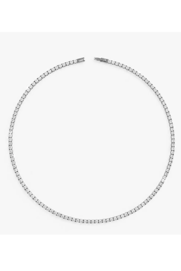 Blair Necklace 3mm Pave - Silver