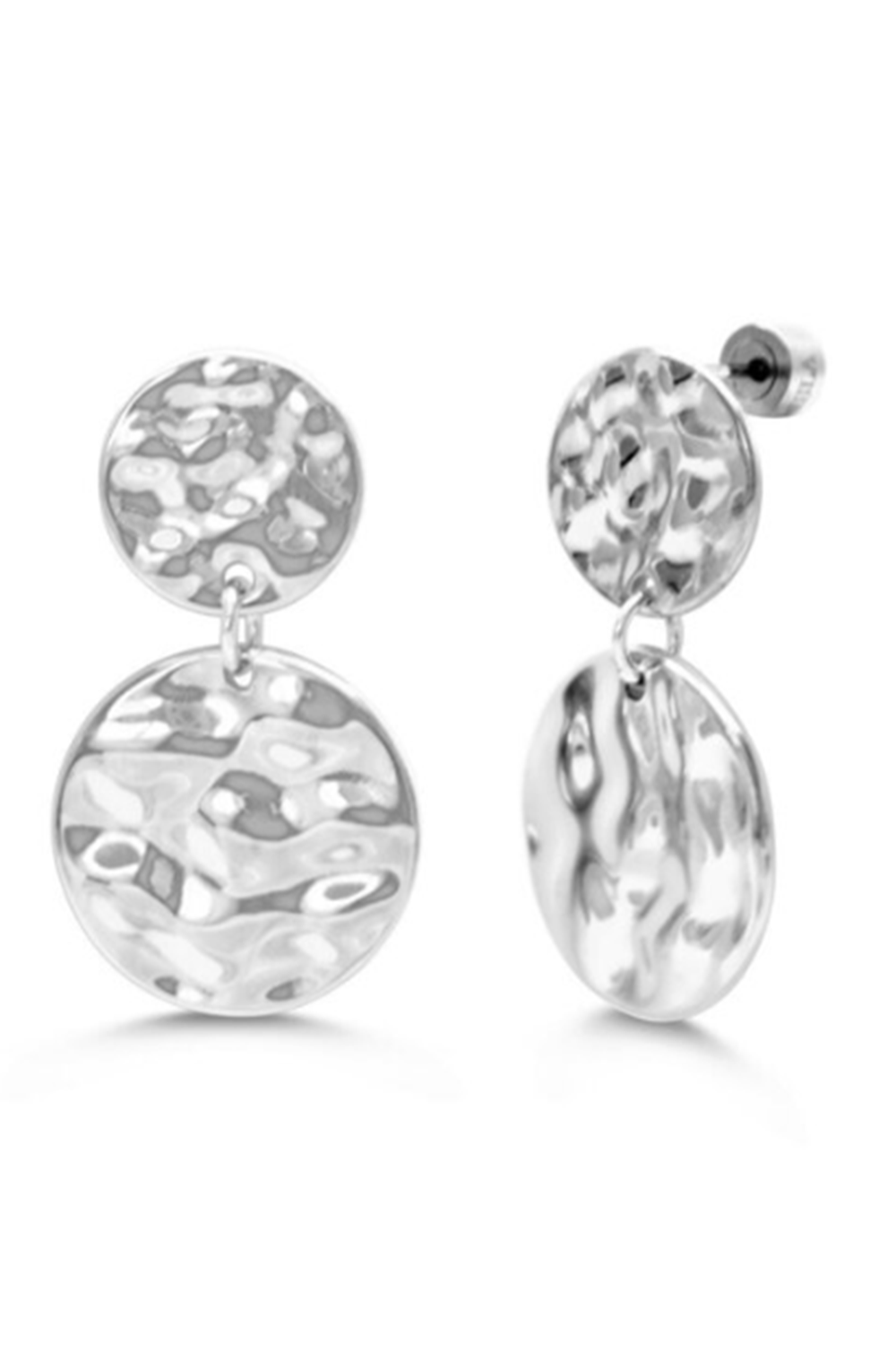 ISLA Double Hammered Coin Earring - Steel
