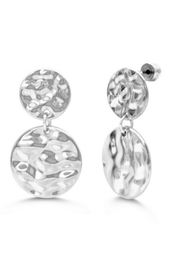 ISLA Double Hammered Coin Earring - Steel