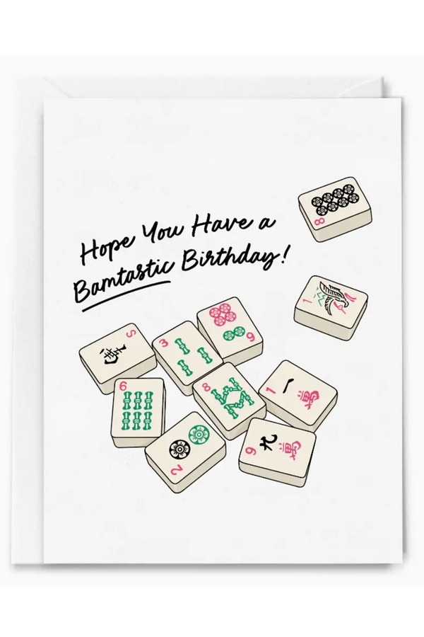 SG Single Birthday Greeting Card - Bamtastic Mahjong
