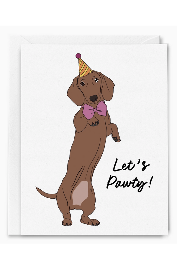 SG Single Birthday Greeting Card - Let's Pawty Dachshund