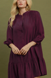Lace Trim Ruffle Hem Mini Dress - Plum
