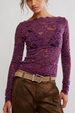 FP Raising Eyebrows Lace Top - Italian Plum