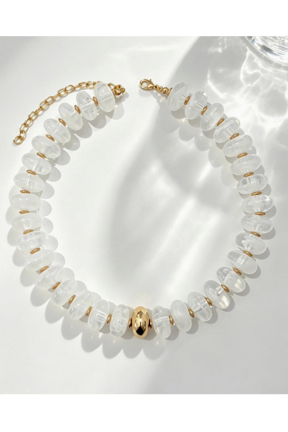 Statement Ice Necklace - Clear + Gold