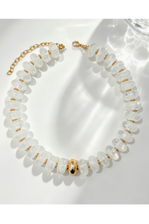 Statement Ice Necklace - Clear + Gold