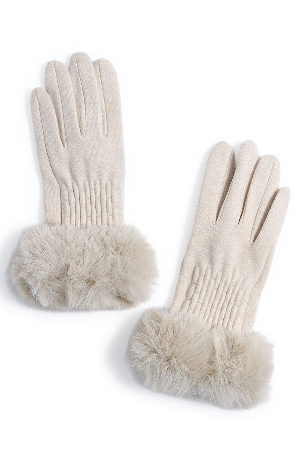 Cable Knit Gloves with Fur