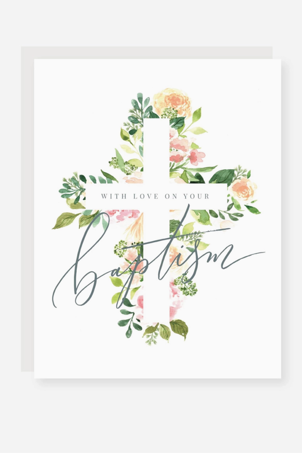 2021 Single Baptism Greeting Card - Floral Cross