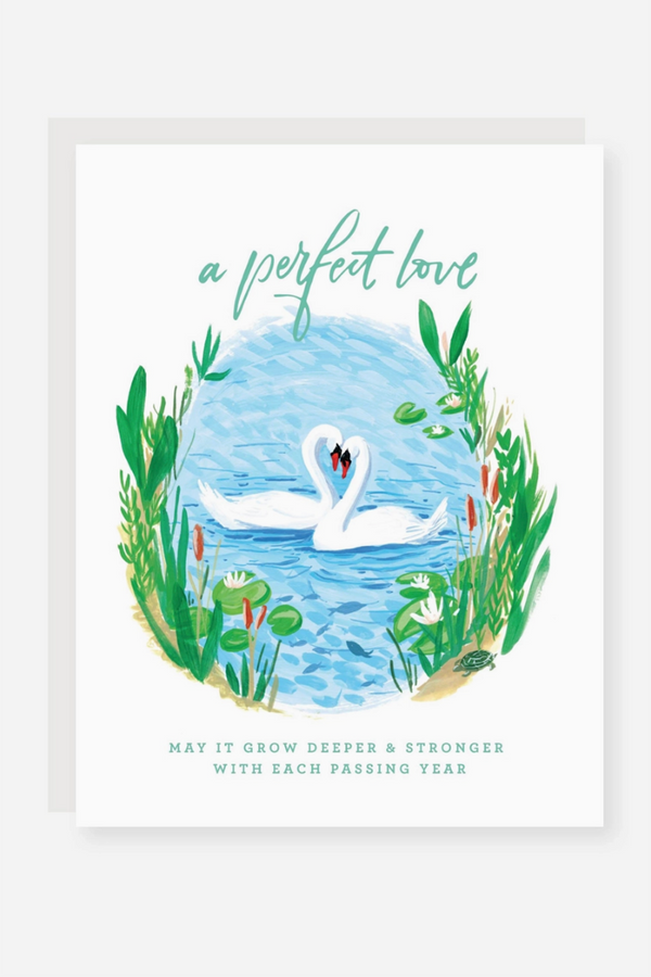 2021 Single Wedding Greeting Card - Swans Perfect Love