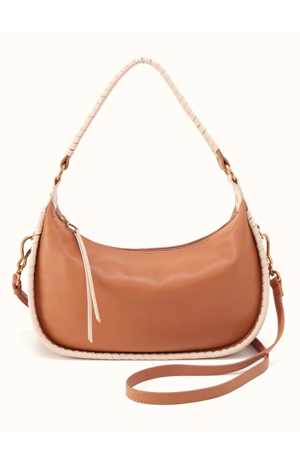 Mia Crescent Hobo Purse - Smooth Hide Warm Cashew