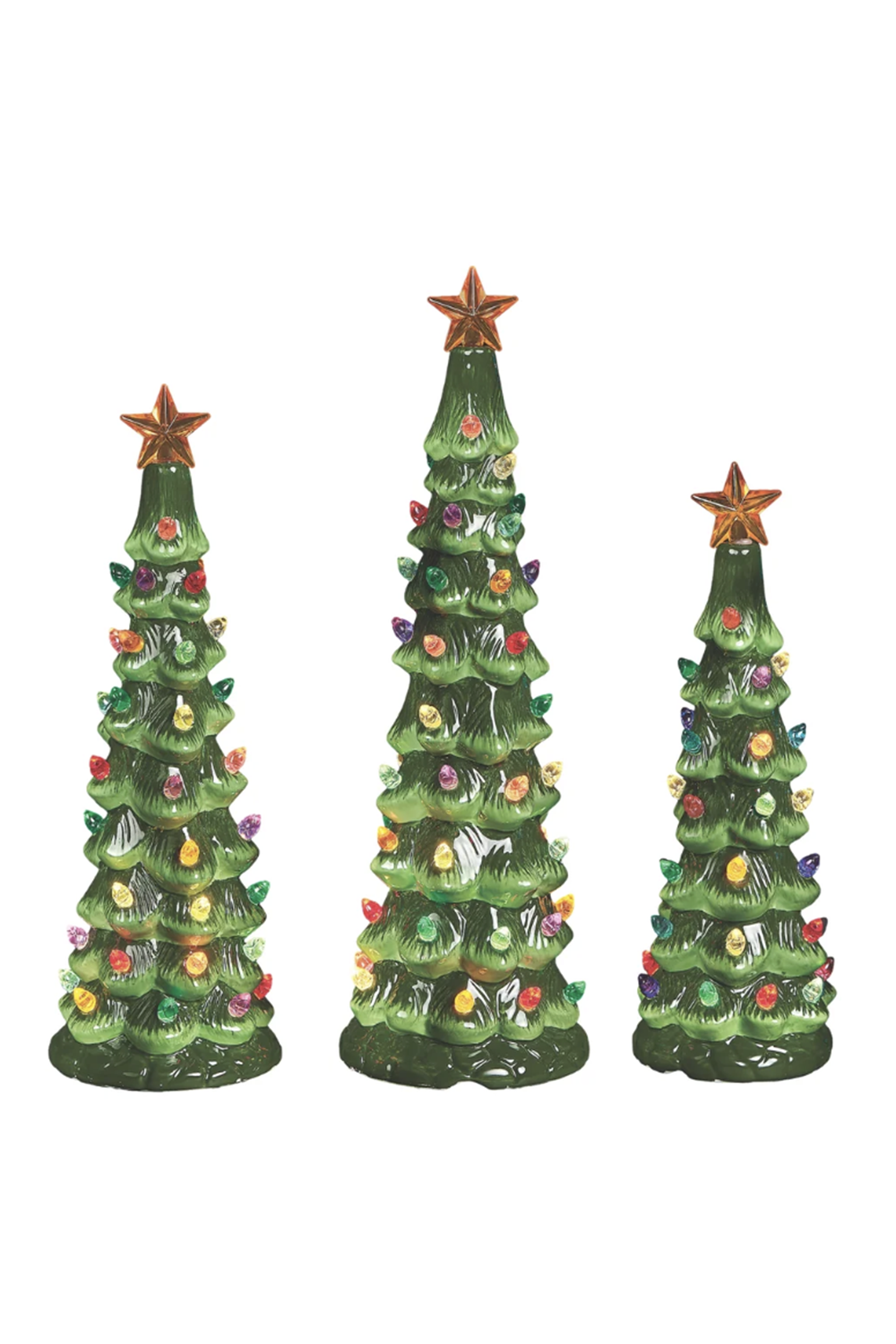 RM LED Set of 3 Green Light Up Vintage Trees