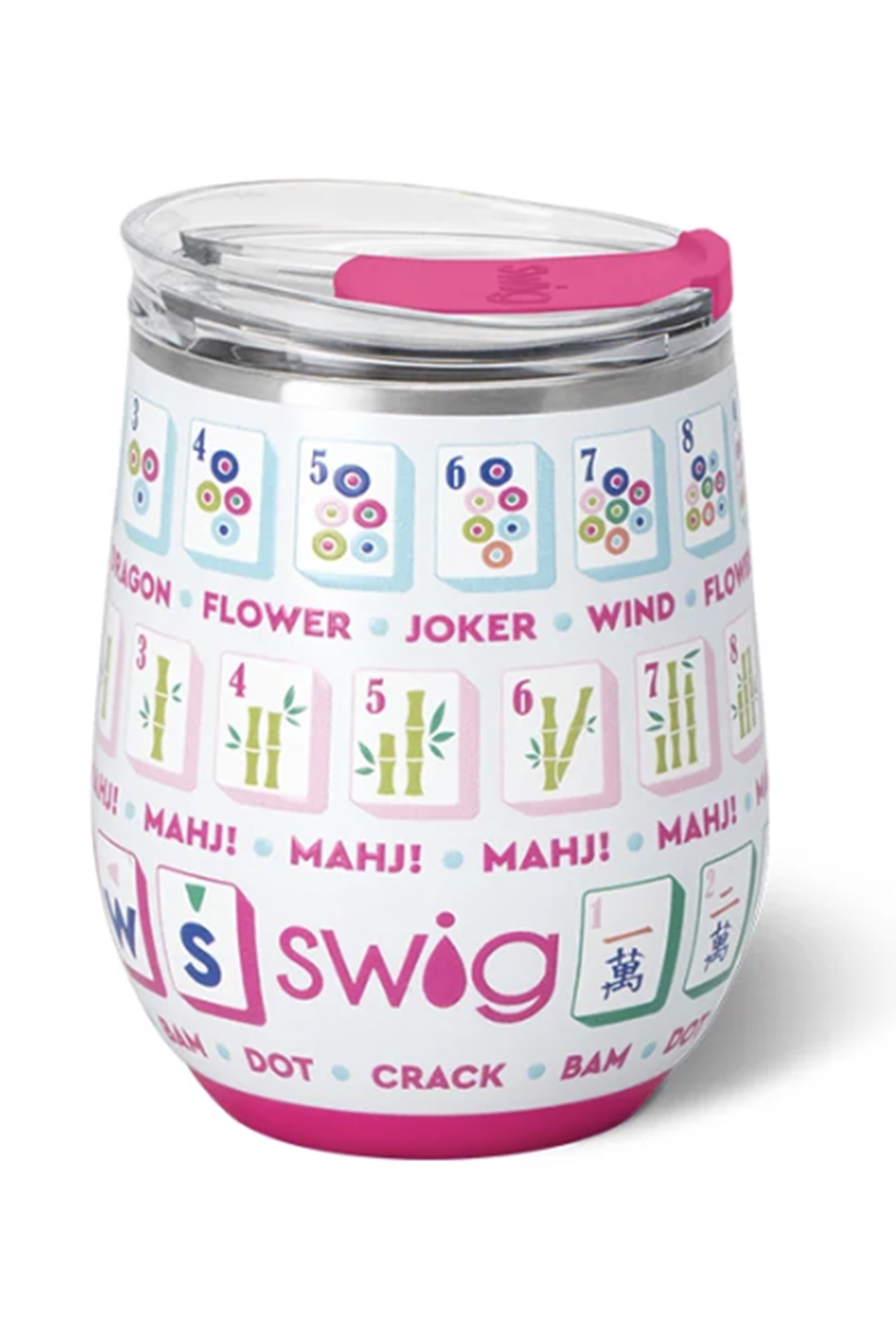 Modern Stemless Wine Tumbler - Mahjong Tiles
