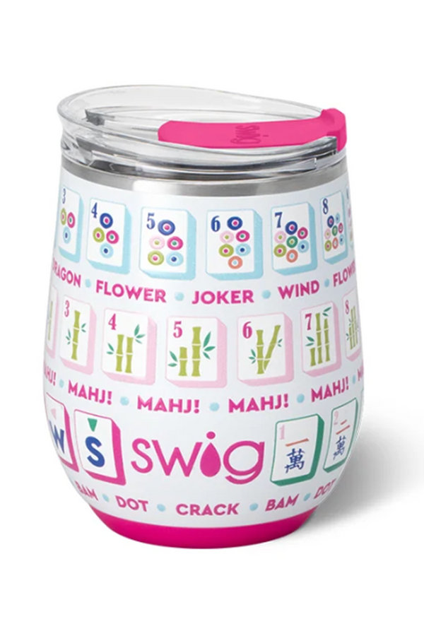 Modern Stemless Wine Tumbler - Mahjong Tiles