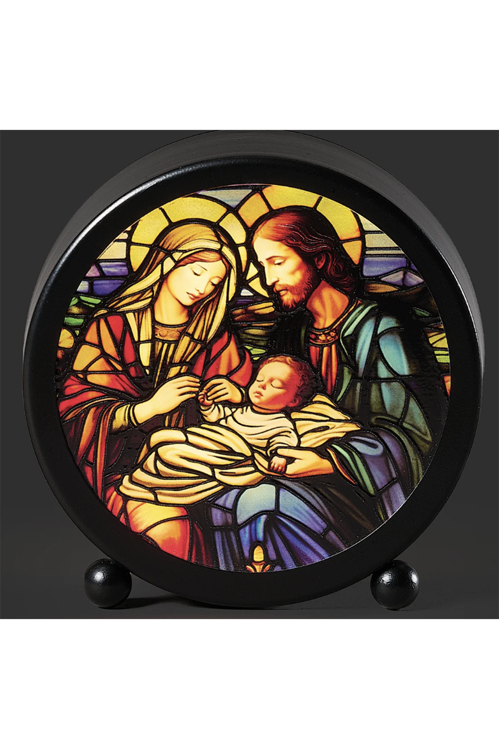 RM Lighted Holy Family Stained Glass Figure