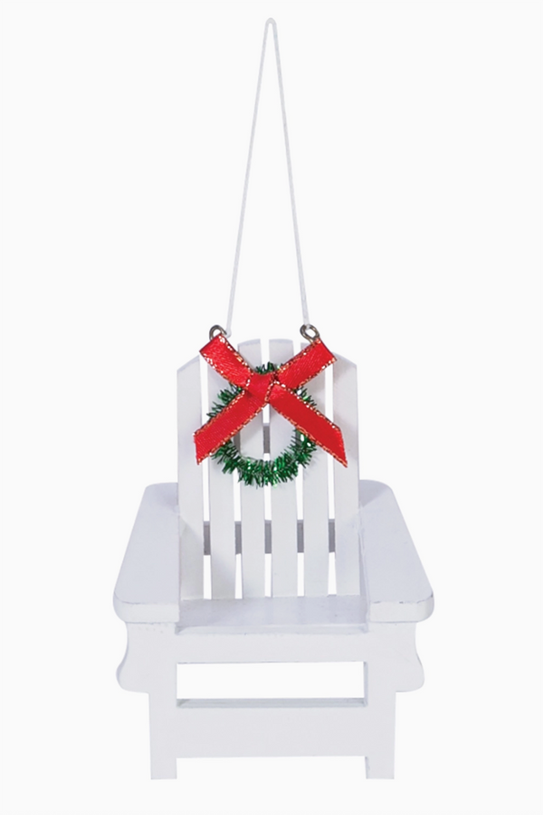 Wooden Ornament - White Beach Chair