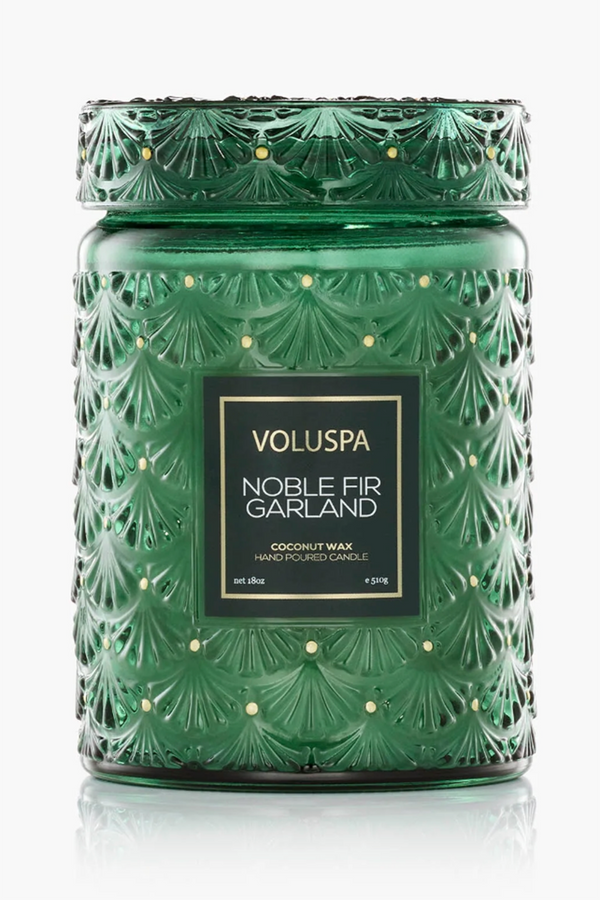 Voluspa Large Glass Jar Candle - Noble Fir Garland