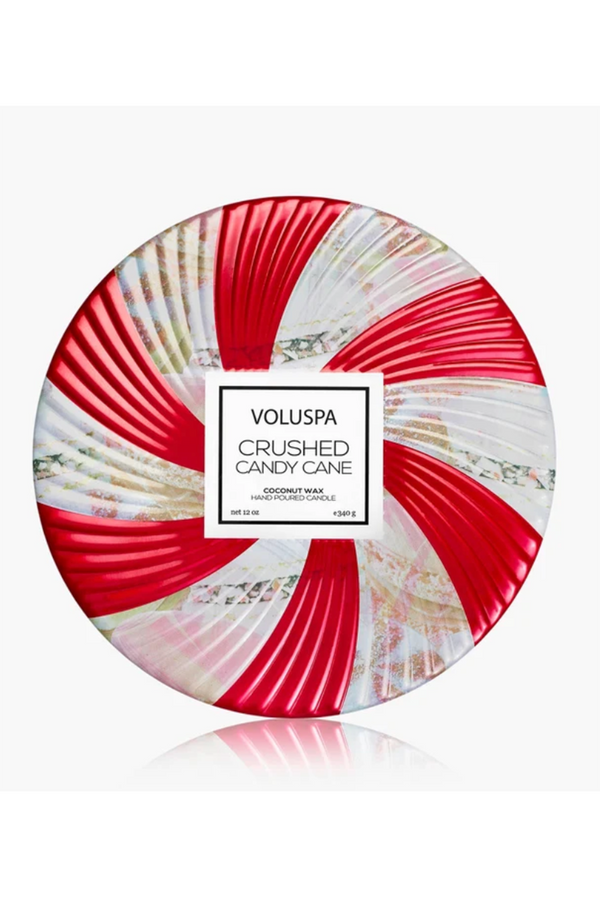 Voluspa 3 Wick Tin Candle - Crushed Candy Cane