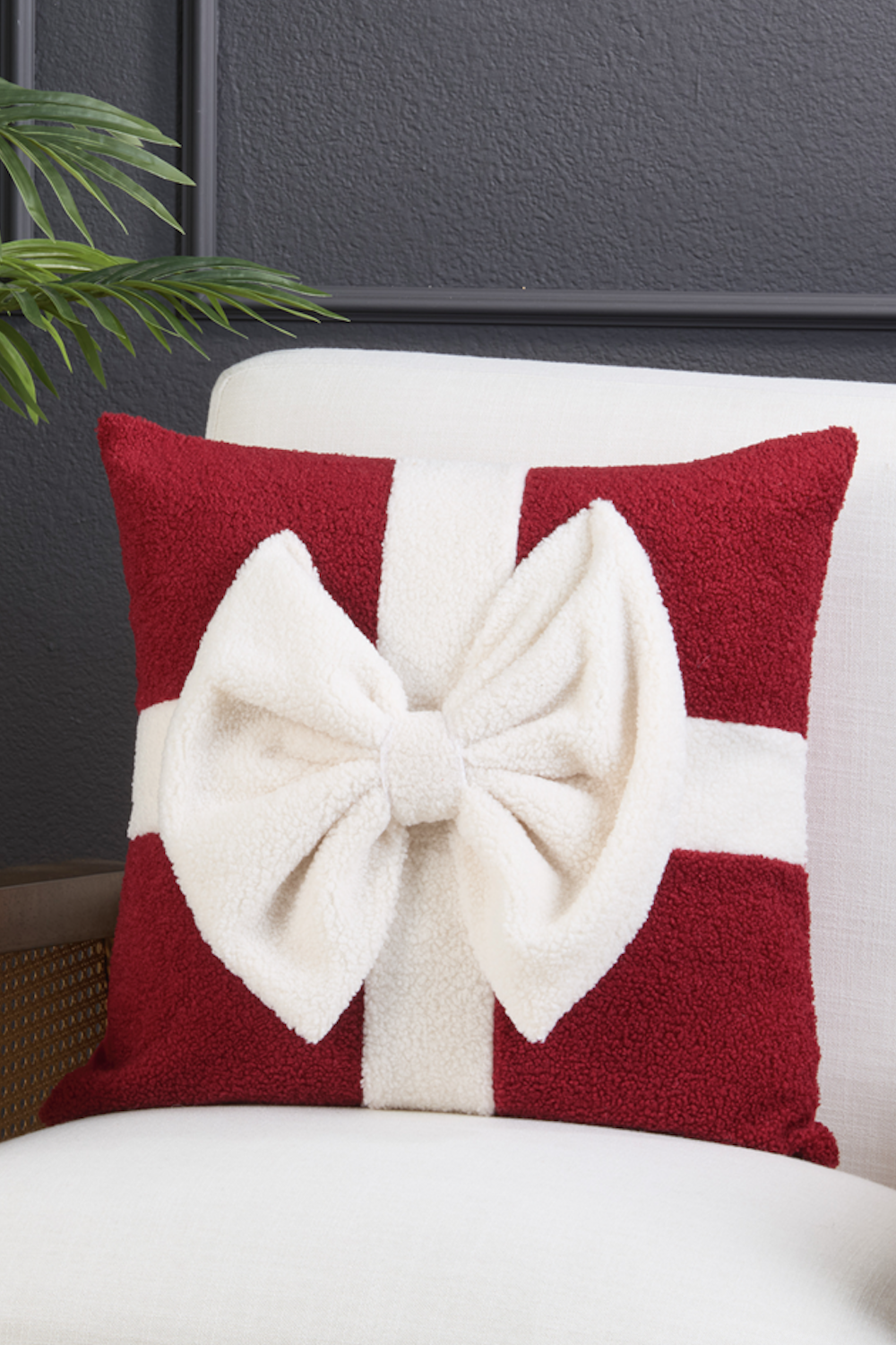 Red Bow Holiday Pillow