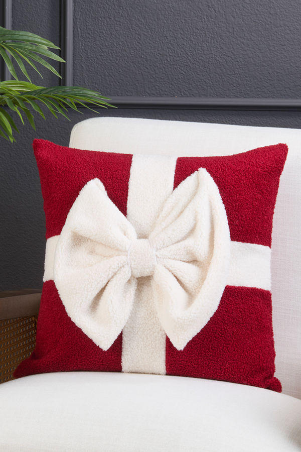 Red Bow Holiday Pillow
