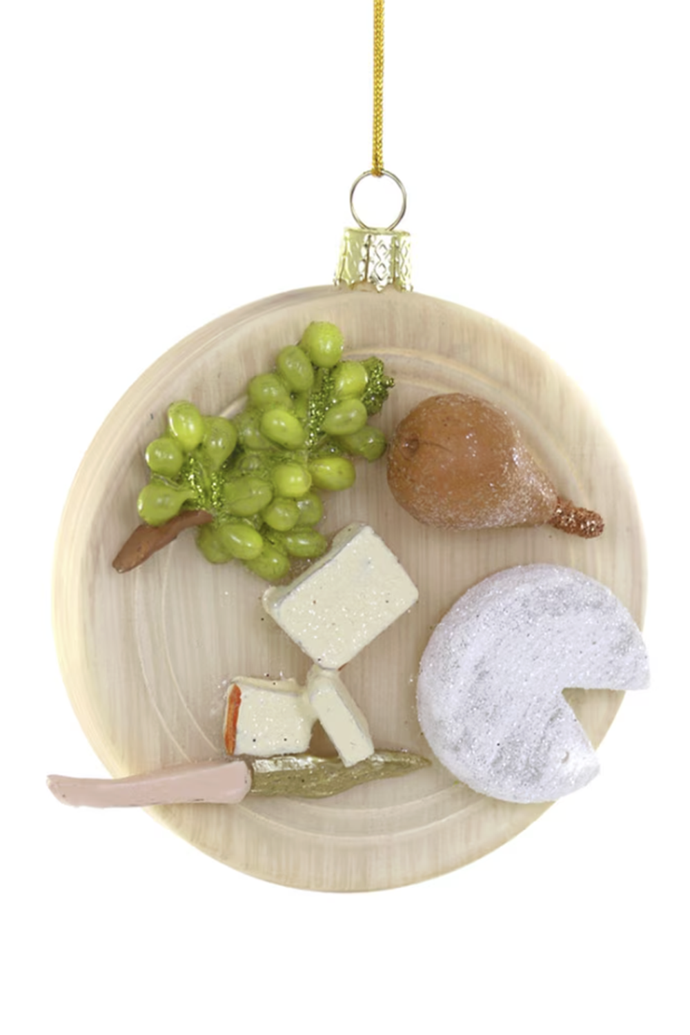 Glass Ornament - Cheese Plate Grapes + Brie