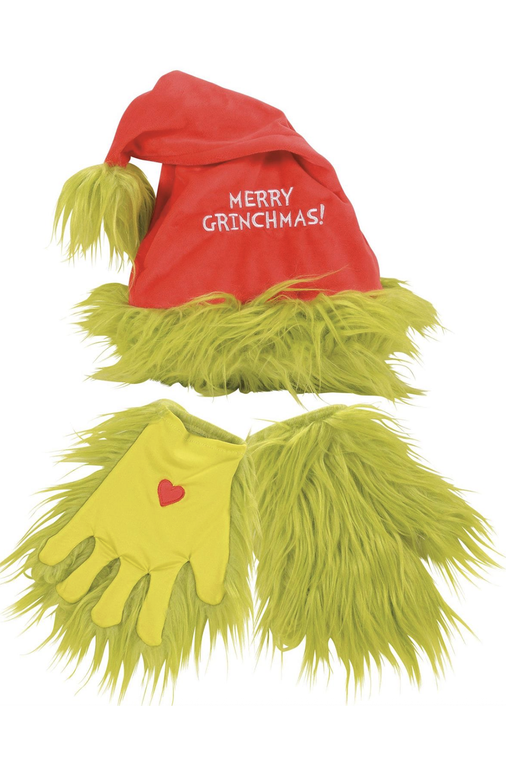 Grinch Santa Hat & Gloves Set