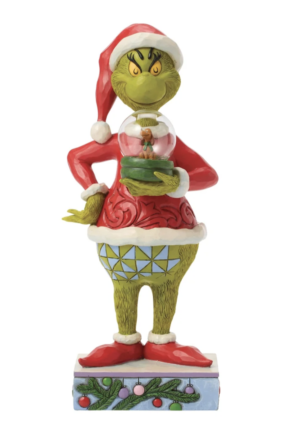 Jim Shore Figure - Grinch Holding Dome with Max