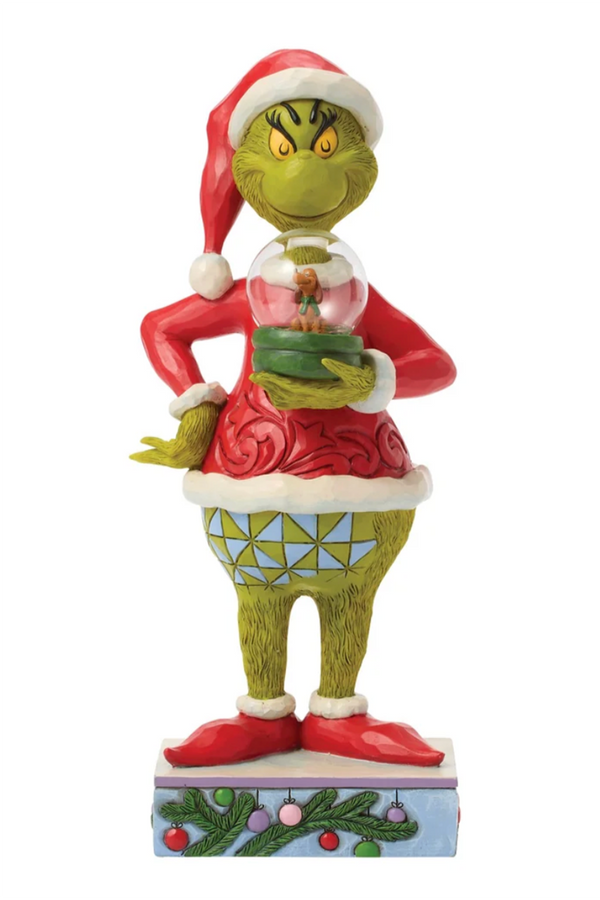 Jim Shore Figure - Grinch Holding Dome with Max