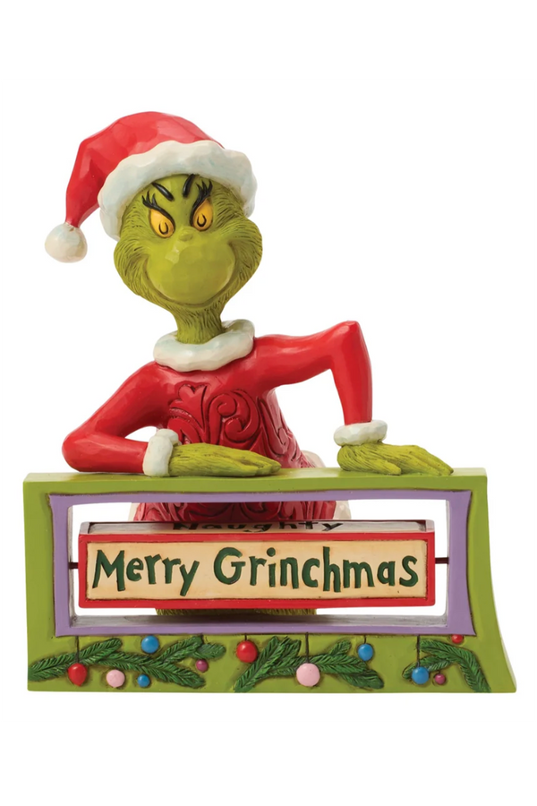 Jim Shore Figure - Grinch with Rotating Word Sign