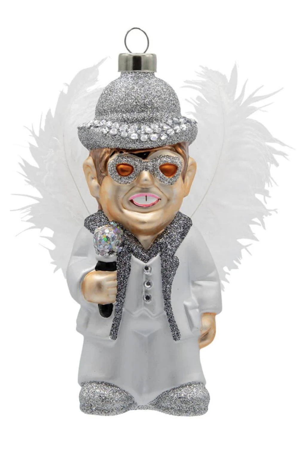 Glass Ornament - Elton John White Feather Costume