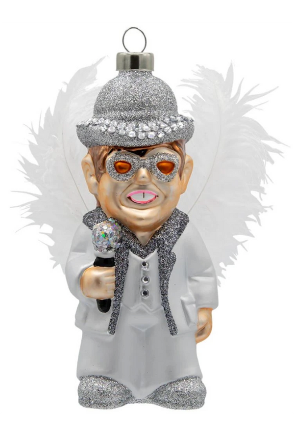 Glass Ornament - Elton John White Feather Costume