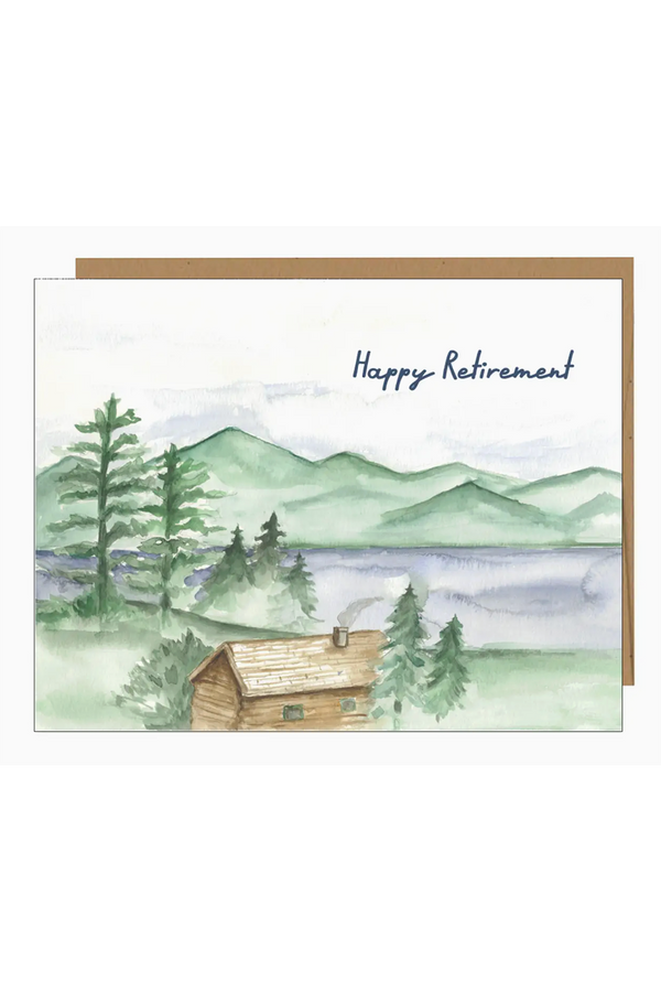 JFS Retirement Greeting Card - Cabin in Woods