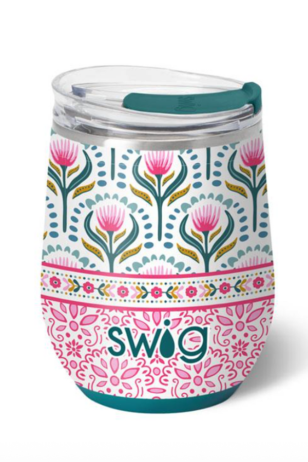 Modern Stemless Wine Tumbler - Lotus Bloom