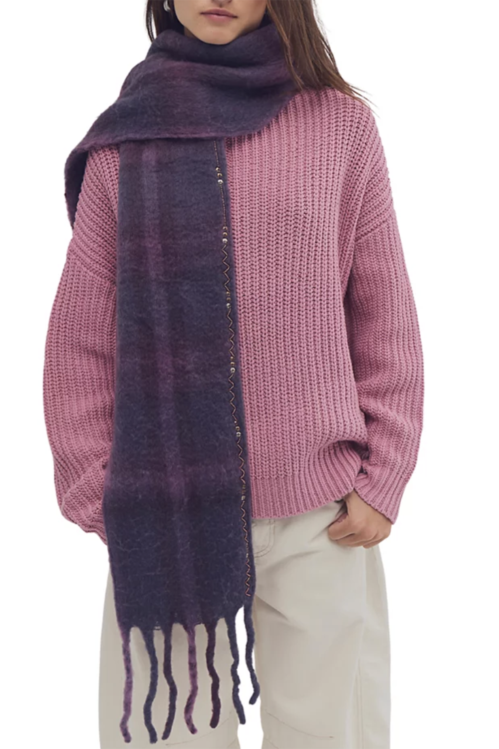 FP Highland Plaid Skinny Scarf - Berry Combo