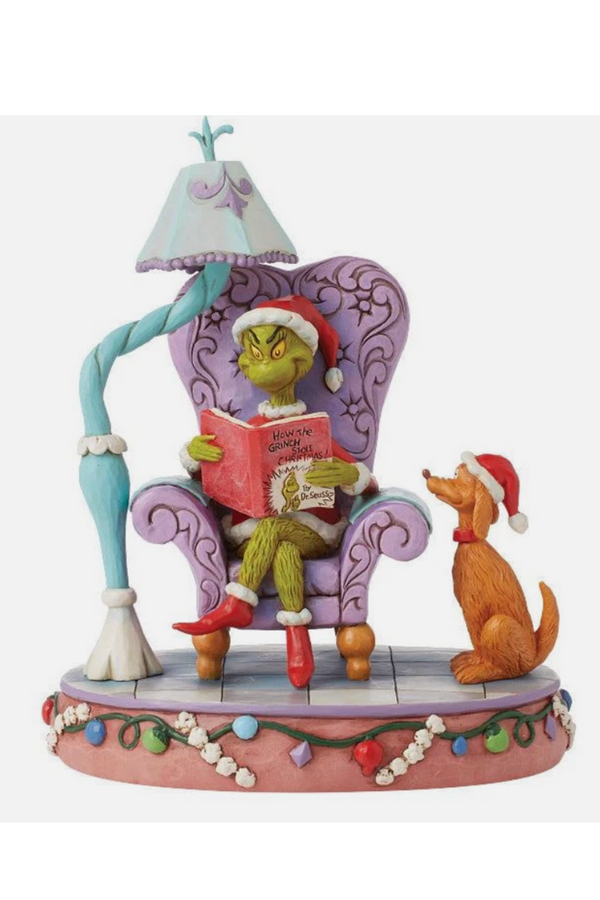 Jim Shore Figure - Grinch in Chair Reading