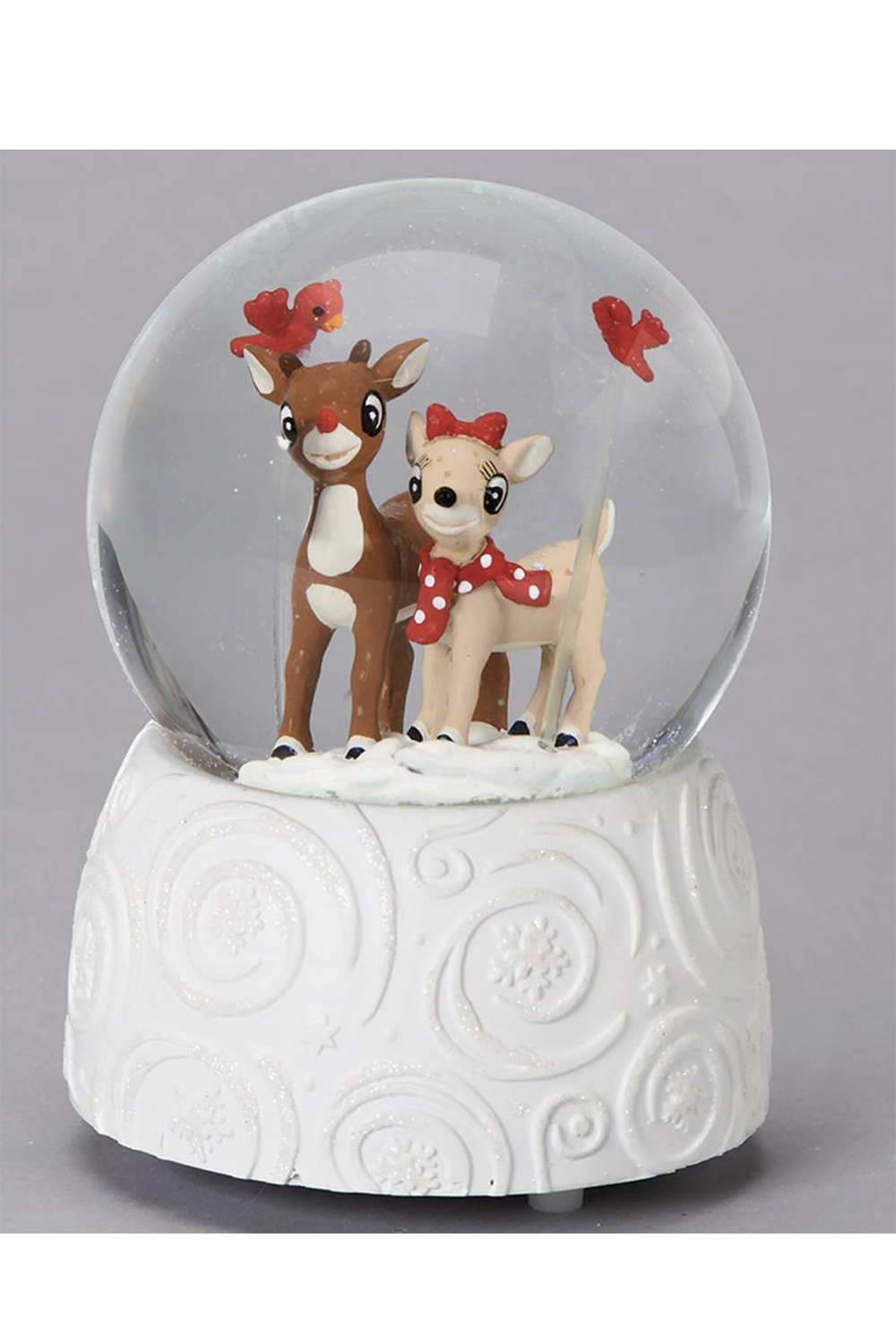 RM Lighted Rudolph and Clarice Dome Water Globe