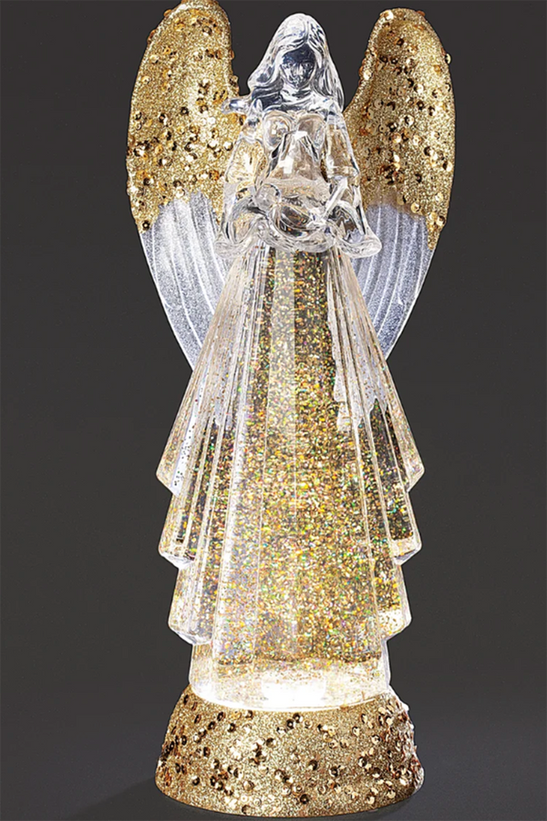 RM Lighted Confetti Lites Swirl Angel with Gold Glitter