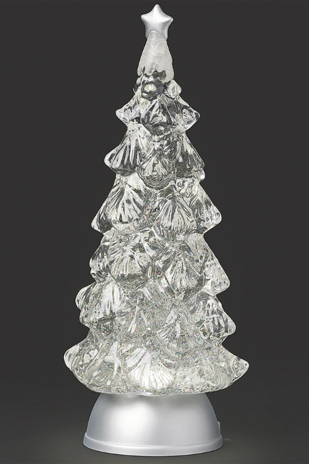 RM Lighted Swirl Clear Tree with Silver Star & Base