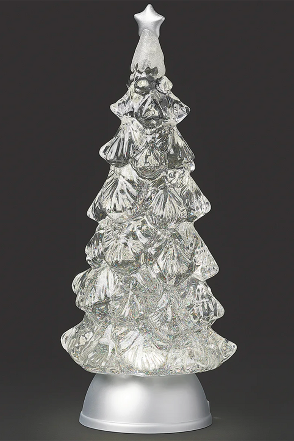 RM Lighted Swirl Clear Tree with Silver Star & Base