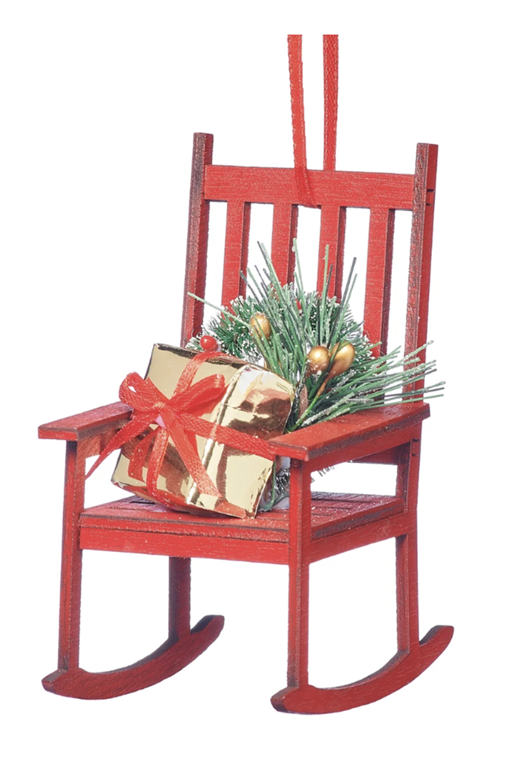 Wooden Ornament - Red Rocking Chair
