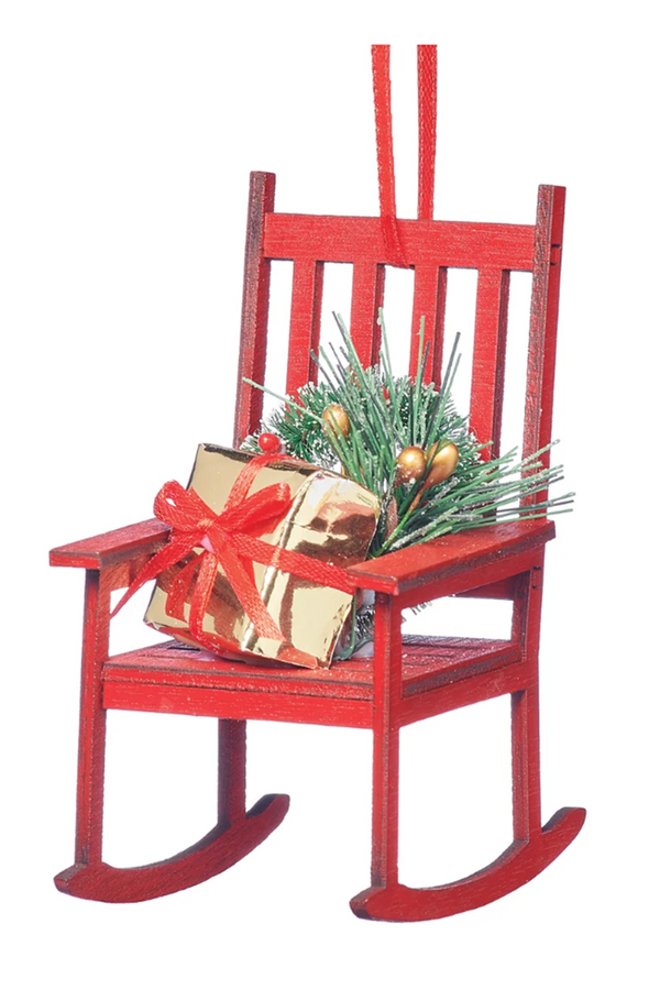 Wooden Ornament - Red Rocking Chair