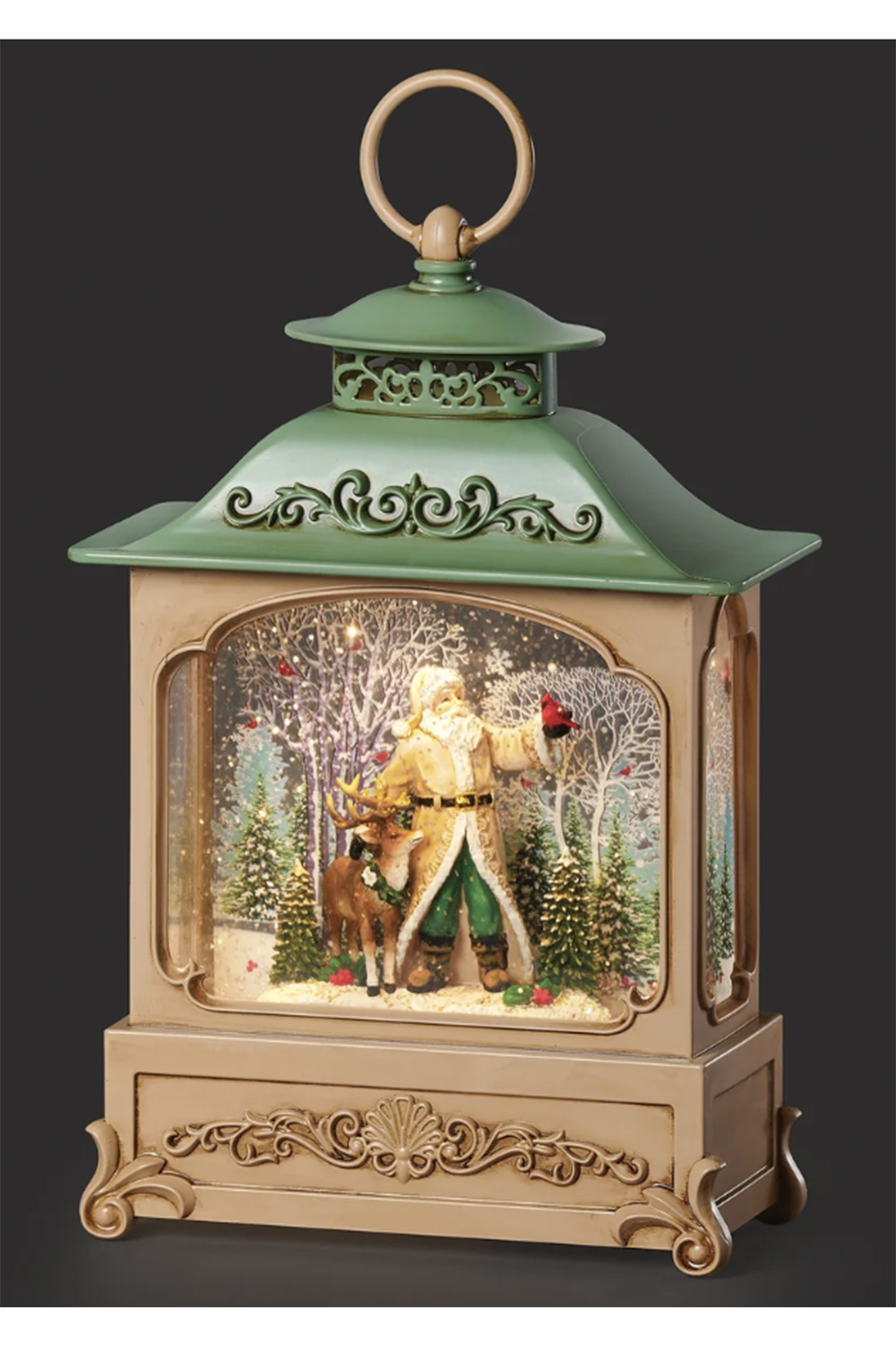 RM Lighted Lantern with Santa & Reindeer