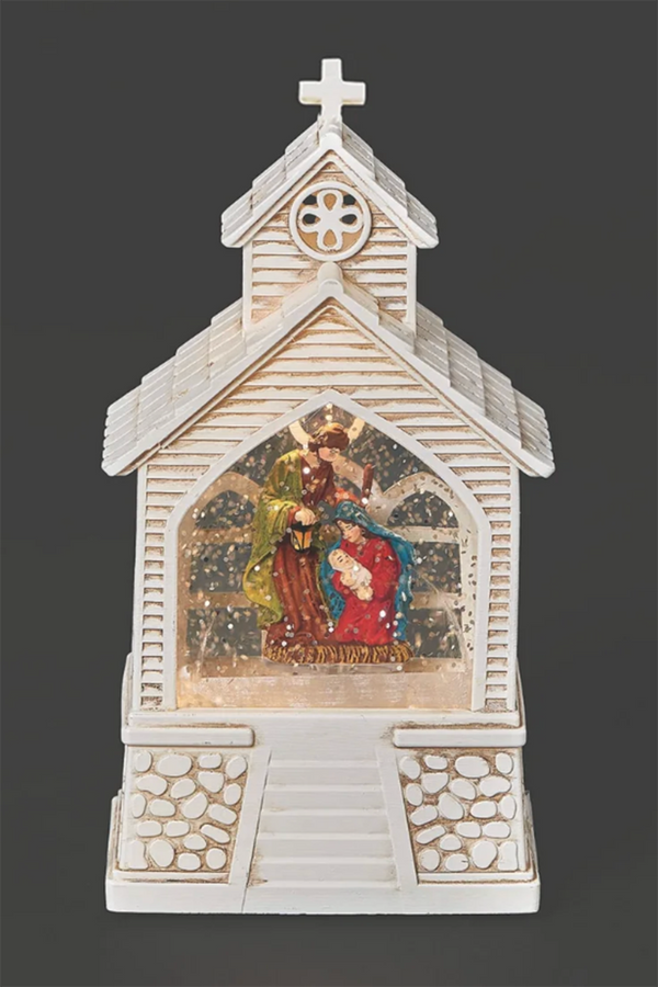 RM Lighted Mini Church with Holy Family