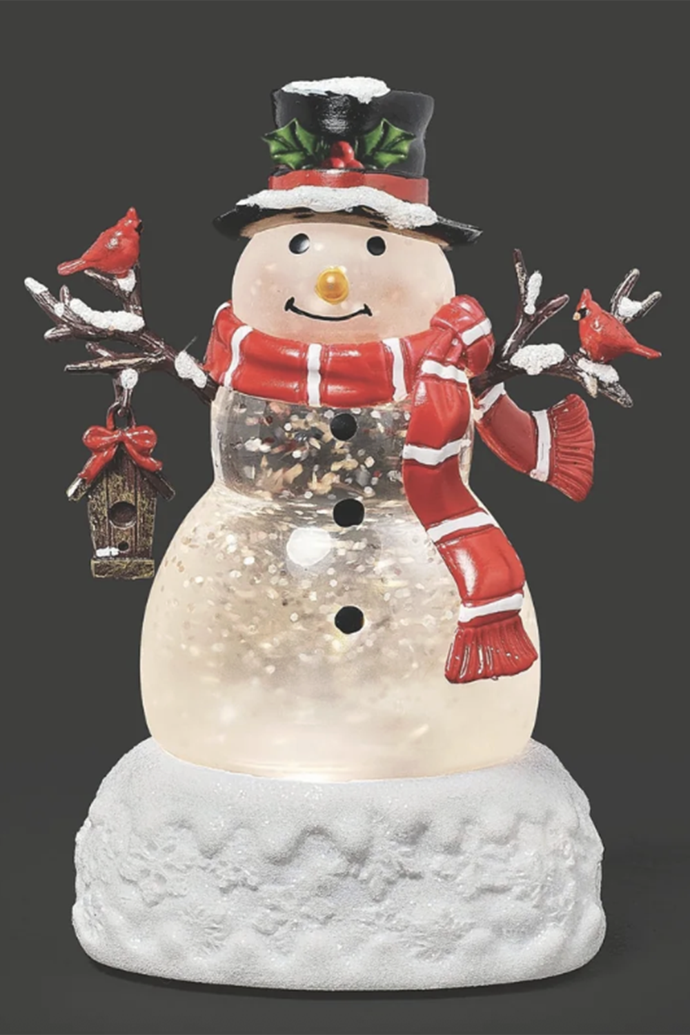RM Lighted Mini Snowman with Birdhouse & Snow Base