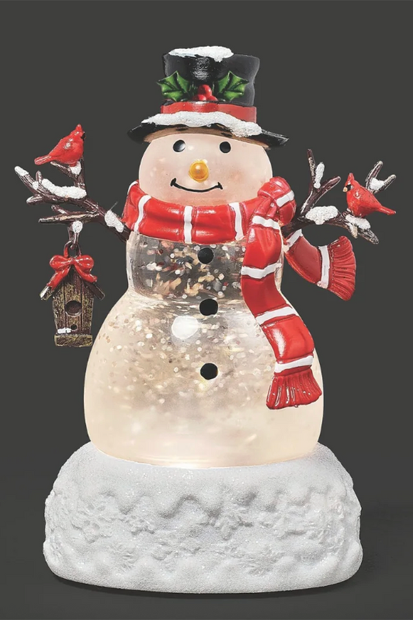 RM Lighted Mini Snowman with Birdhouse & Snow Base