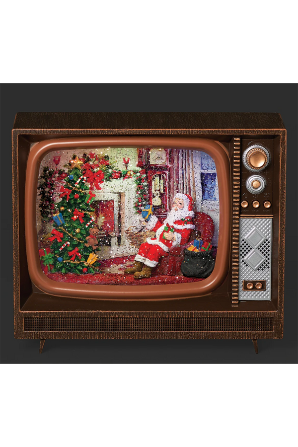 RM Lighted Musical Santa's Fireside Christmas Vintage TV