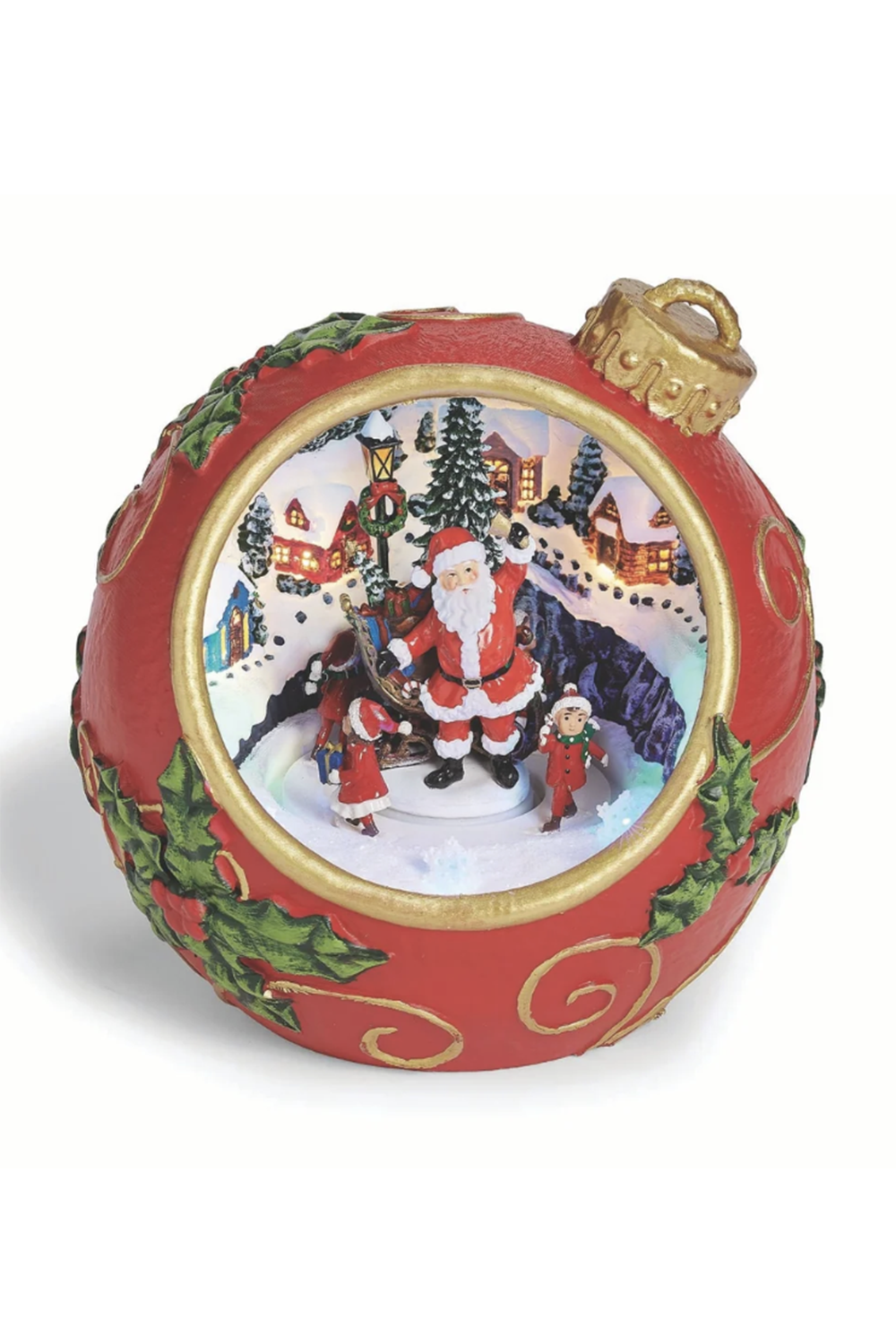 RM Lighted Musical Rotating Santa Inside Ornament