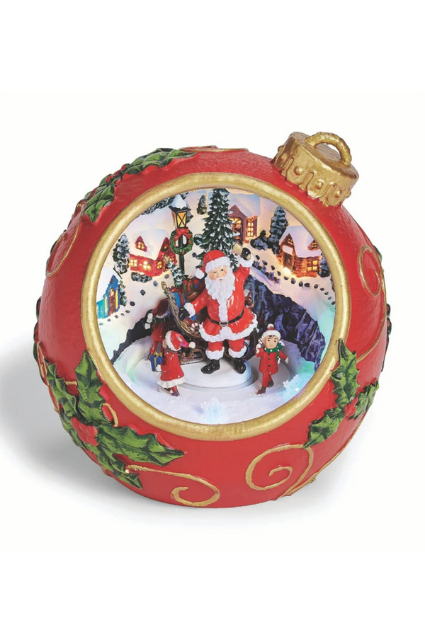 RM Lighted Musical Rotating Santa Inside Ornament