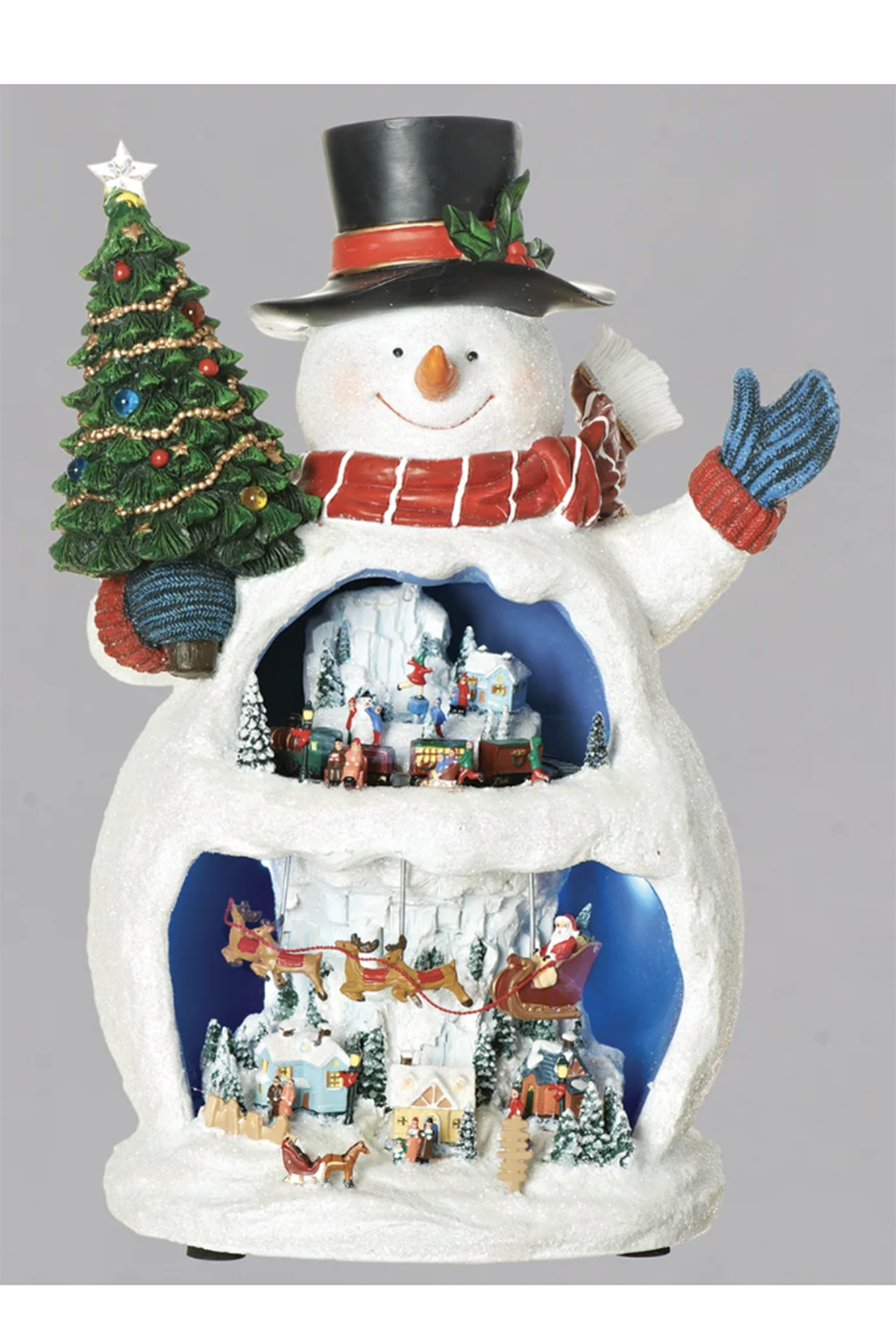 RM Lighted Musical Snowman with Rotating Christmas Village Scenes